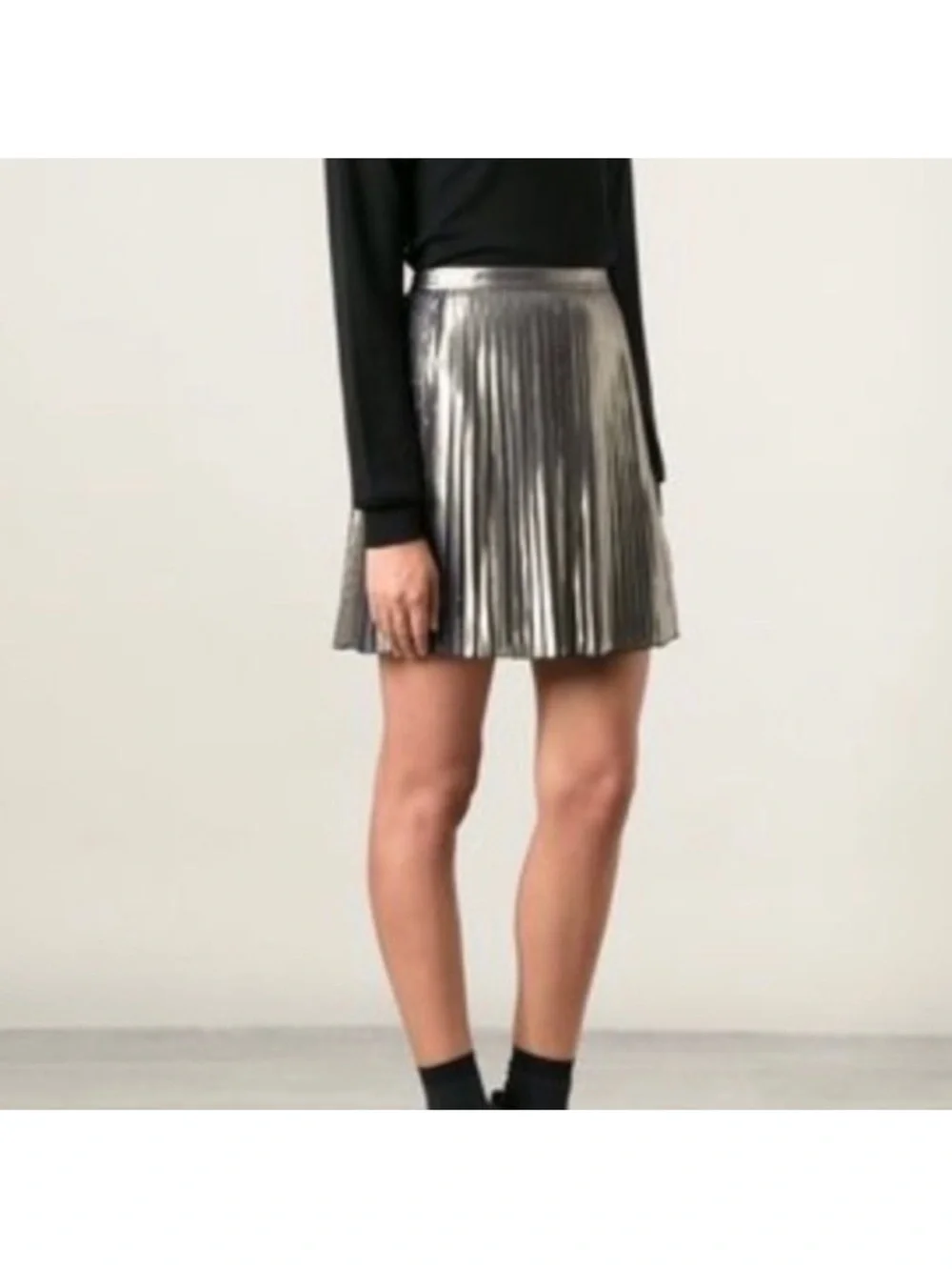 NWT Tory Burch Mini Metallic Pleated Skirt - $450 Size: 8